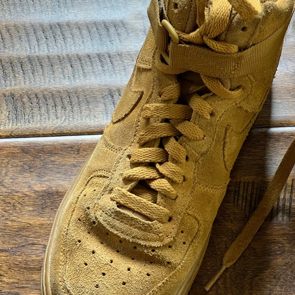 Nike Air Force 1 One High GS Wheat Flax Brown Suede 5Y = 6.5 Women's - Picture 8 of 14
